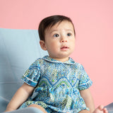 Baby Boy - Aris Cotton Hand Embroidered Smocked Romper