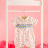 Baby Boy - Amedeo 100% Cotton Hand Embroidered Smocked Romper