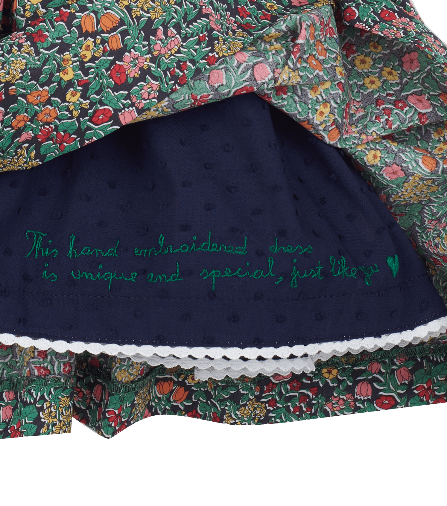 GIRL COTTON KNEE LENGTH HAND EMBROIDERED DRESS