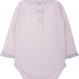 Baby Girl - Claire 100% Pima Cotton Long Sleeve Bodysuit with Smocked Peter Pan Collar