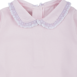 Baby Girl - Claire 100% Pima Cotton Long Sleeve Bodysuit with Smocked Peter Pan Collar