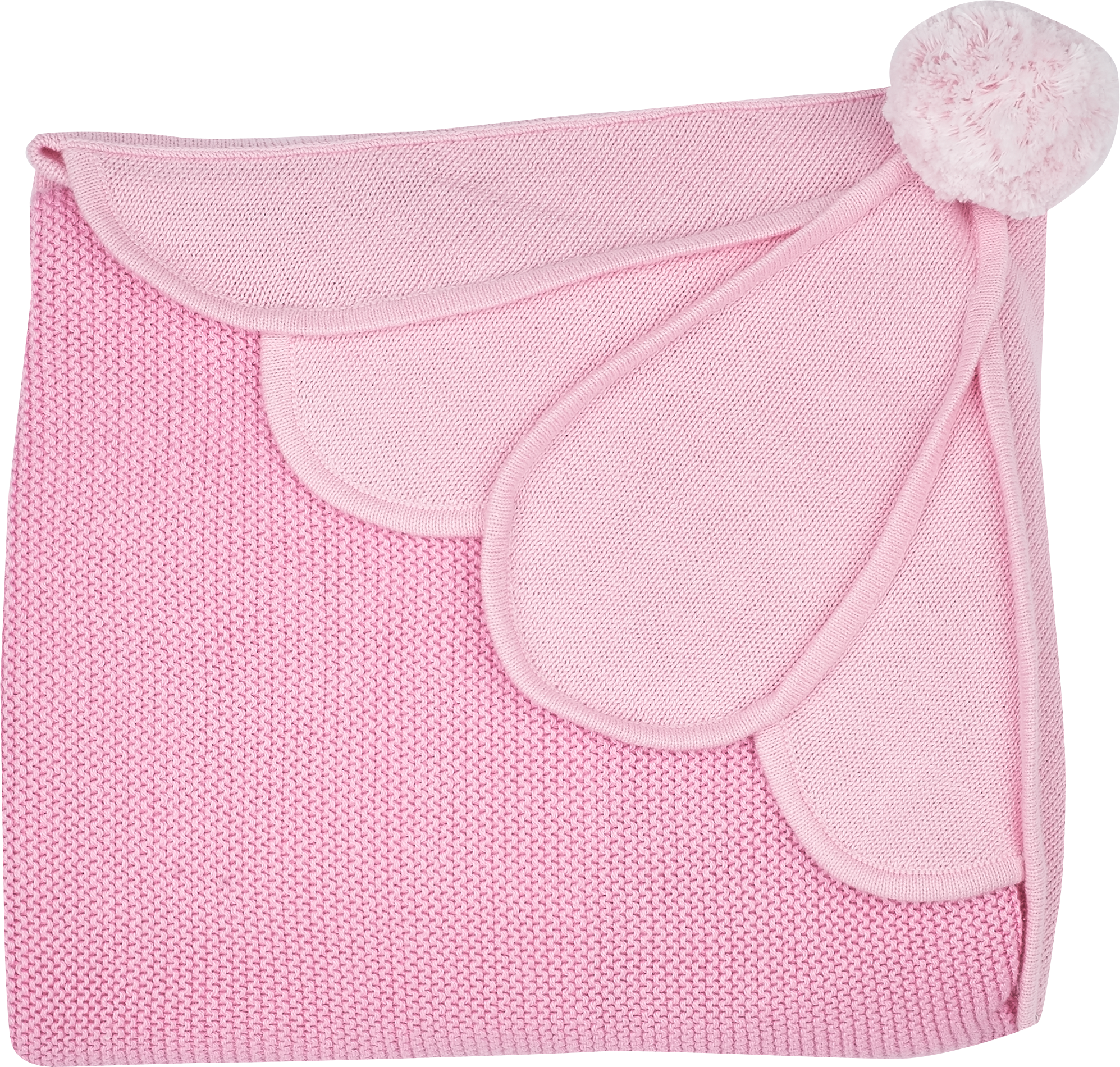 Baby Girl - Cotton Blanket With Knitted Flower Shape Hood