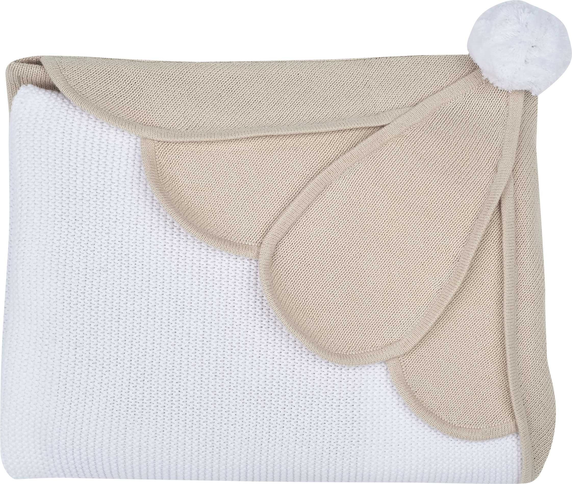 Baby Girl - Cotton Blanket With Knitted Flower Shape Hood