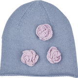 Baby Girl - Cotton Hat With Hand-Embroidered Crochet Flower Trio