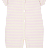 Baby Girl - Marion Cotton Candy Striped Romper With Short Sleeves