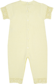 Baby Girl - Cotton Romper With Crochet Borders And Pocket