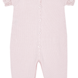 Baby Girl - Cotton Romper With Crochet Borders And Pocket