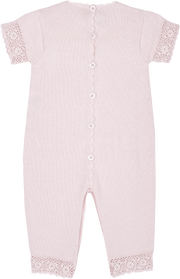 Baby Girl - Cotton Romper With Crochet Borders And Pocket
