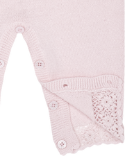 Baby Girl - Cotton Romper With Crochet Borders And Pocket