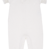 Baby Girl - Cotton Romper With Crochet Borders And Pocket