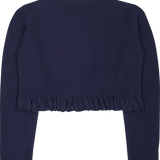 Girl - Zoey Cotton Round Neck Cardigan With Crochet Neck And Cuffs