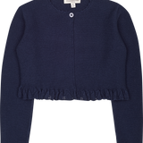 Girl - Zoey Cotton Round Neck Cardigan With Crochet Neck And Cuffs