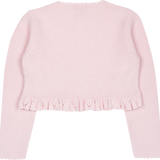 Girl - Zoey Cotton Round Neck Cardigan With Crochet Neck And Cuffs