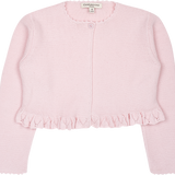 Girl - Zoey Cotton Round Neck Cardigan With Crochet Neck And Cuffs