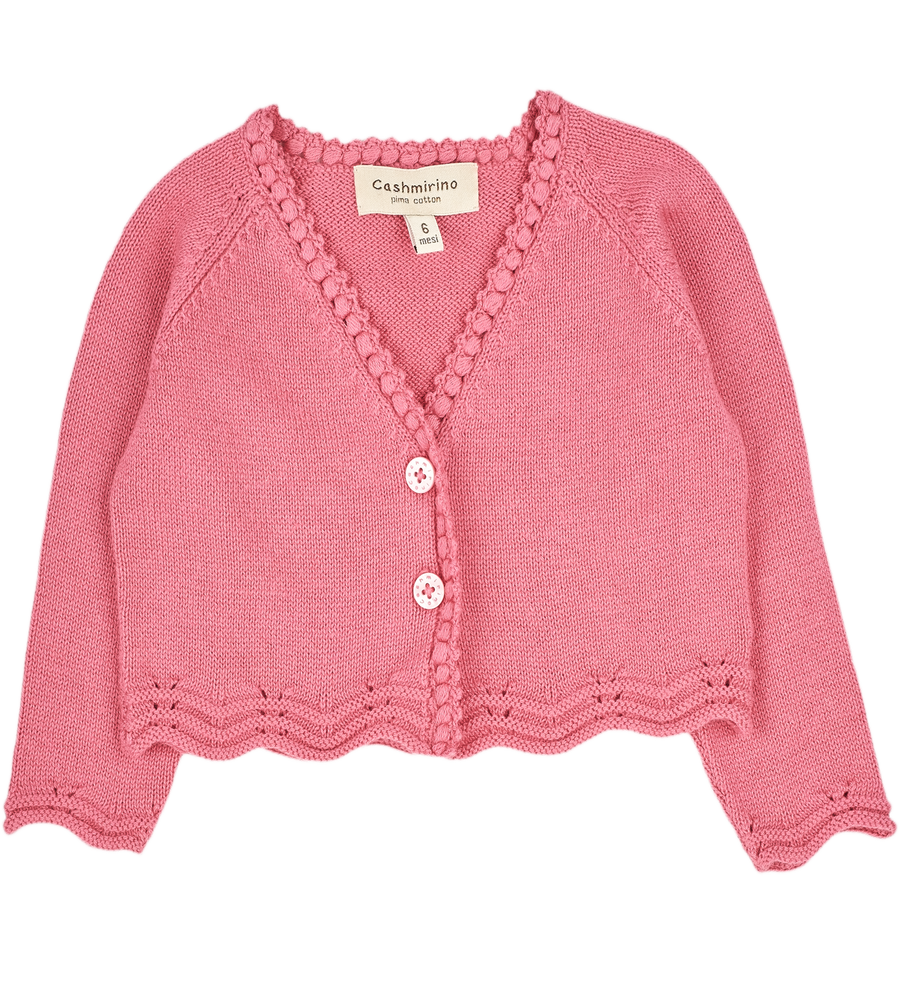 Baby Girl Giselle Pima Cotton V Neck Shrug Cashmirino