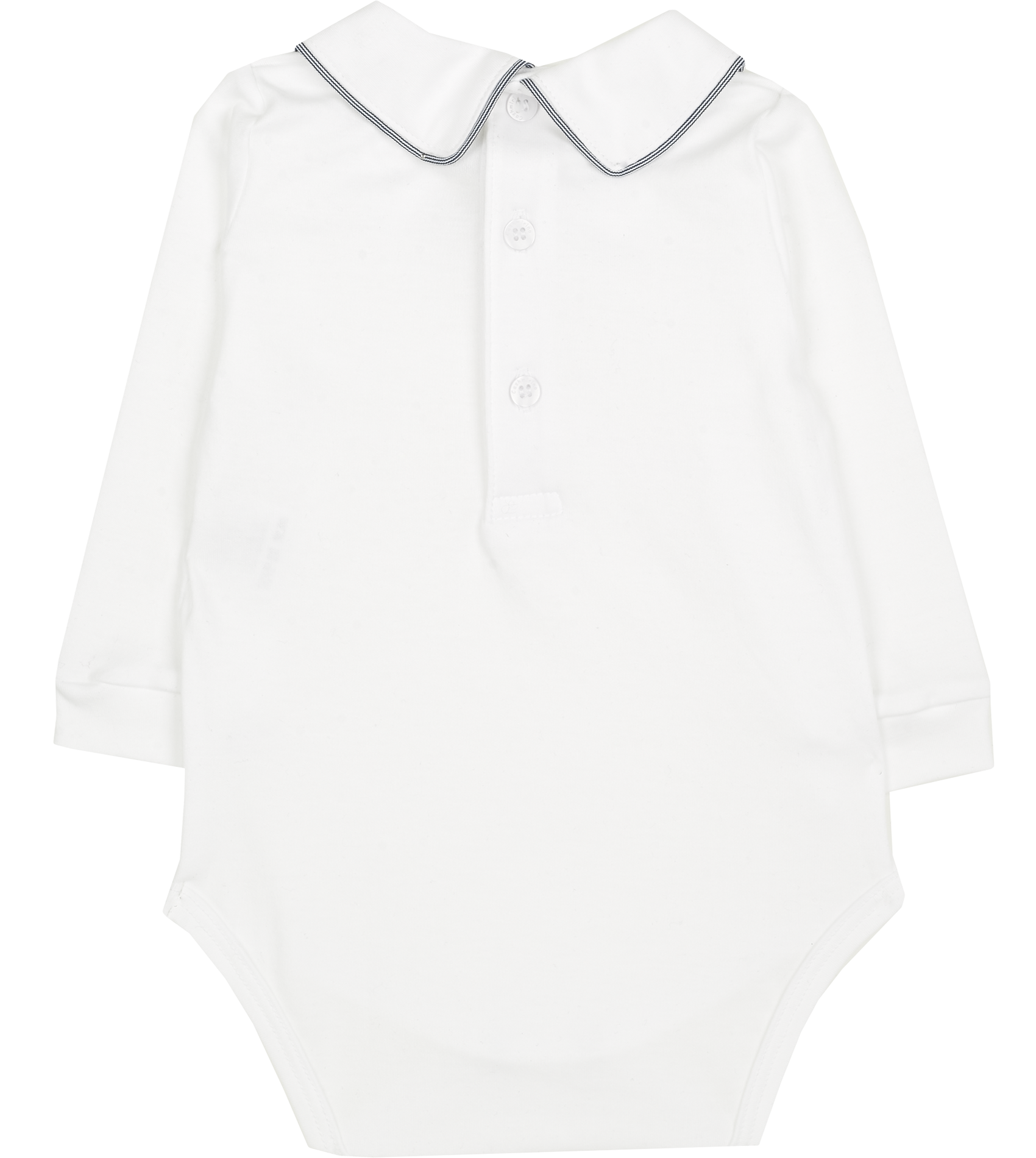 Baby Boy - 100% Cotton Long Sleeve Bodysuit With Classic Collar, Ball Embroidery And Border Detail