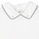 Baby Boy - 100% Cotton Long Sleeve Bodysuit With Classic Collar, Ball Embroidery And Border Detail