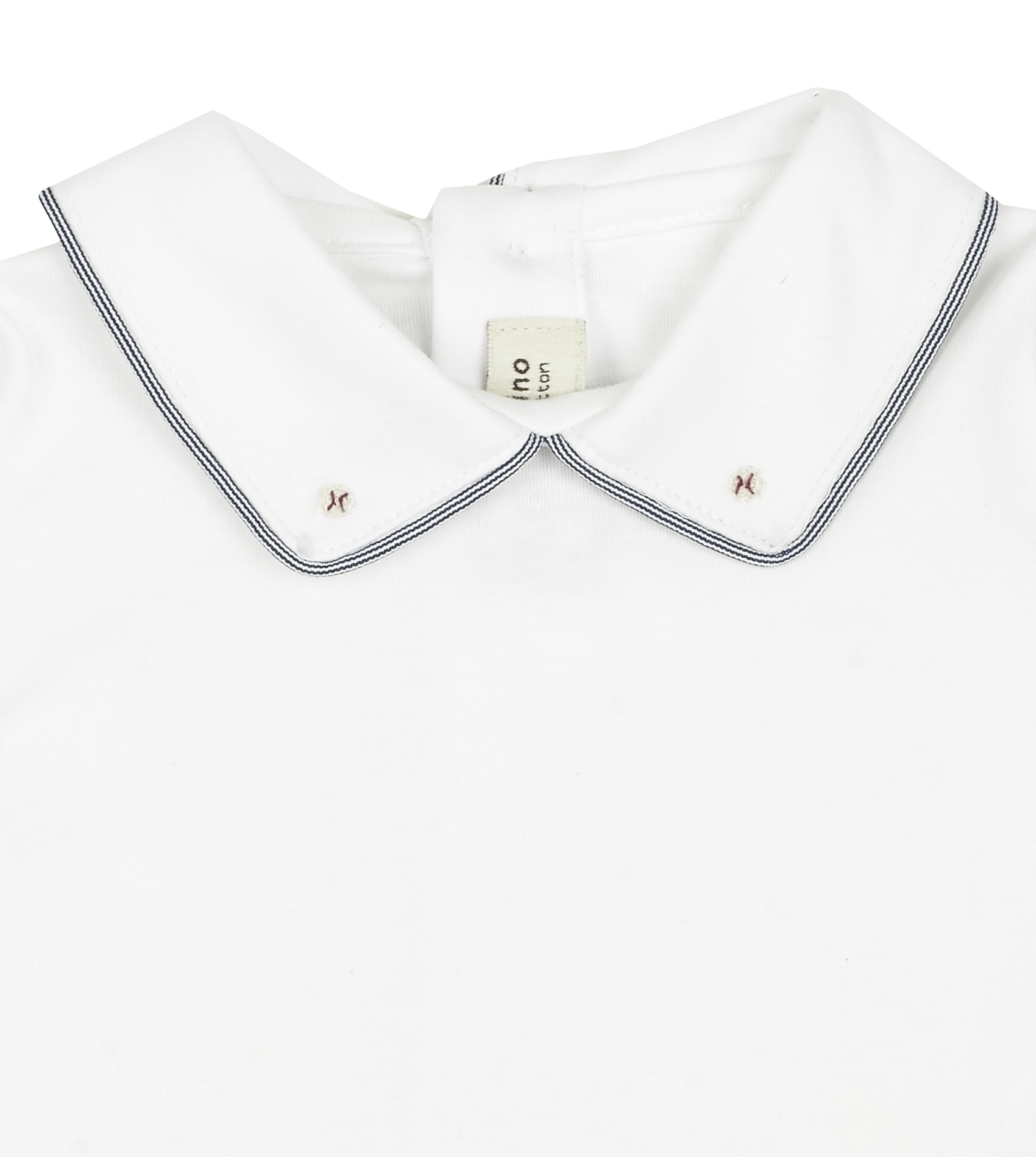 Baby Boy - 100% Cotton Long Sleeve Bodysuit With Classic Collar, Ball Embroidery And Border Detail