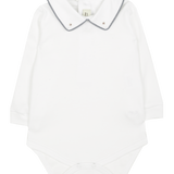 Baby Boy - 100% Cotton Long Sleeve Bodysuit With Classic Collar, Ball Embroidery And Border Detail