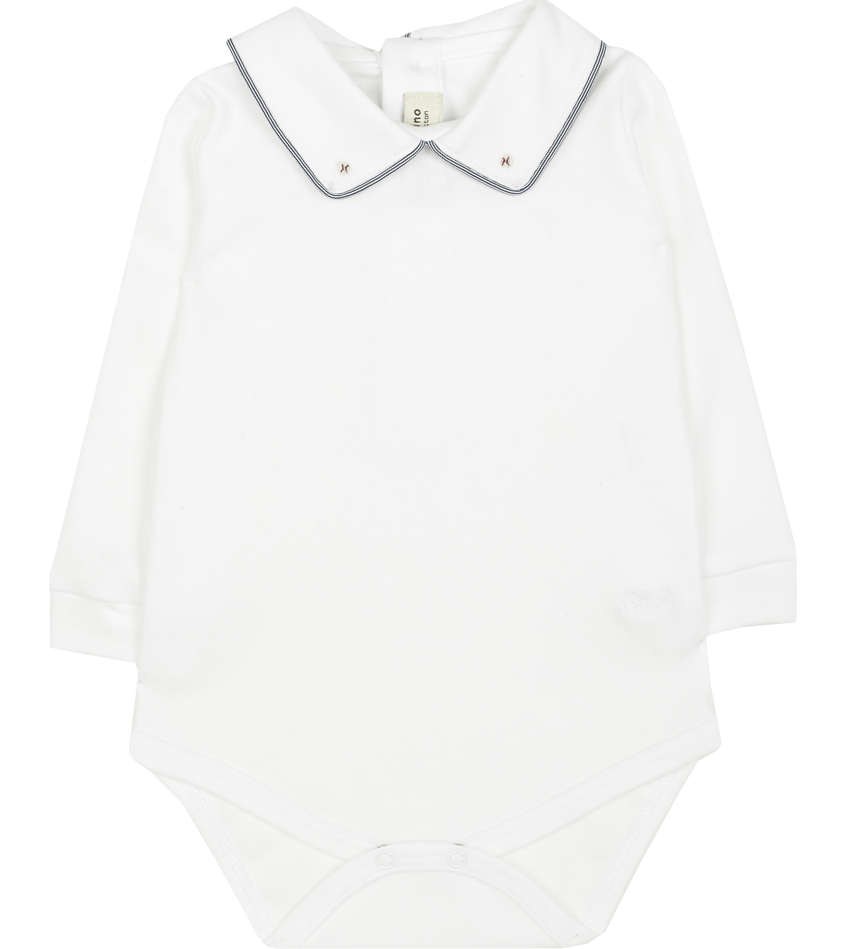 Baby Boy - 100% Cotton Long Sleeve Bodysuit With Classic Collar, Ball Embroidery And Border Detail