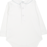 Baby Boy - 100% Cotton Long Sleeve Bodysuit With Classic Collar, Ball Embroidery And Border Detail