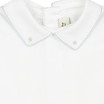 Baby Boy - 100% Cotton Long Sleeve Bodysuit With Classic Collar, Ball Embroidery And Border Detail