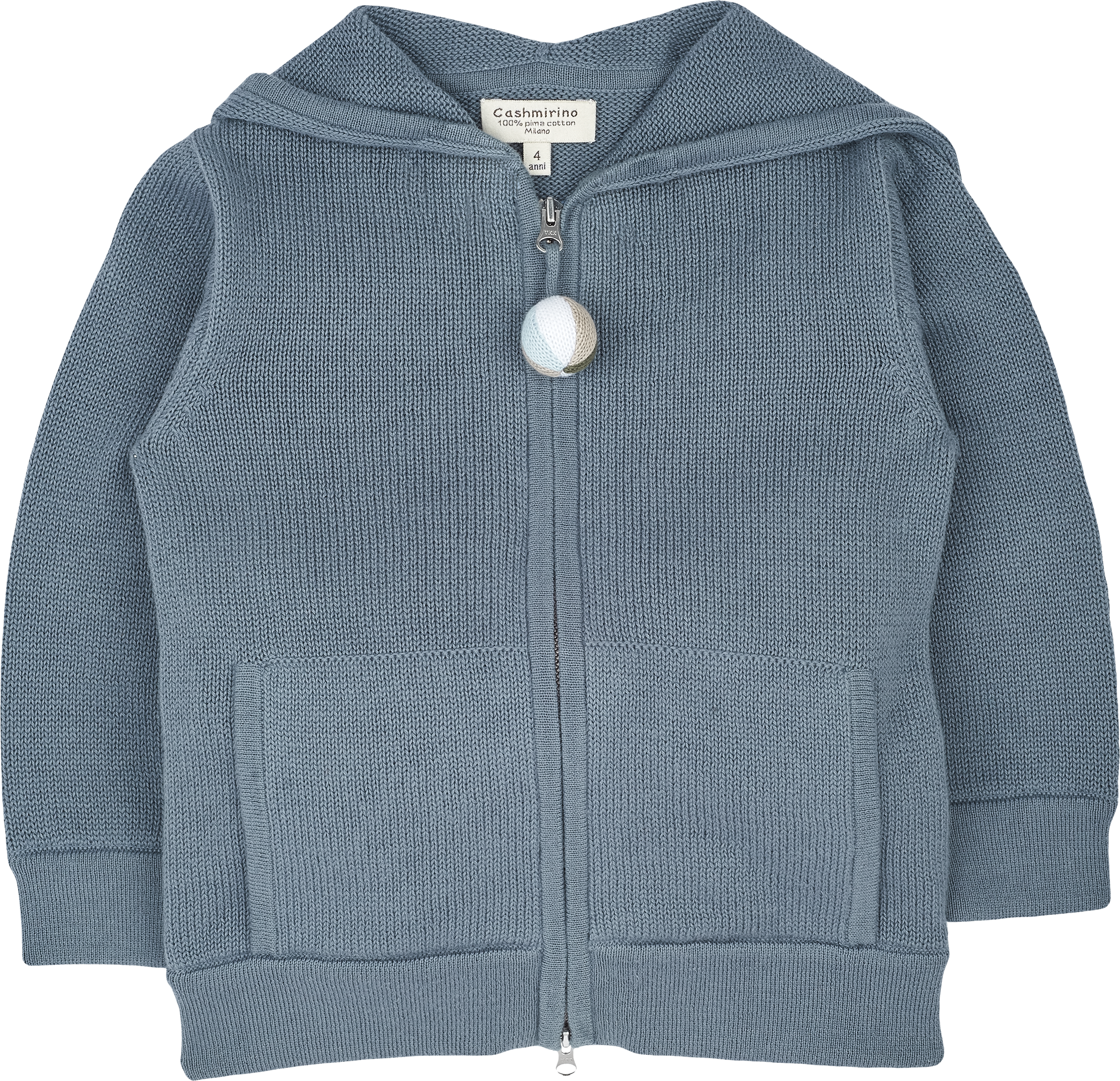 Baby Boy - Cotton Cardigan Hoodie With Striped Ball And Matching Elbow Patches