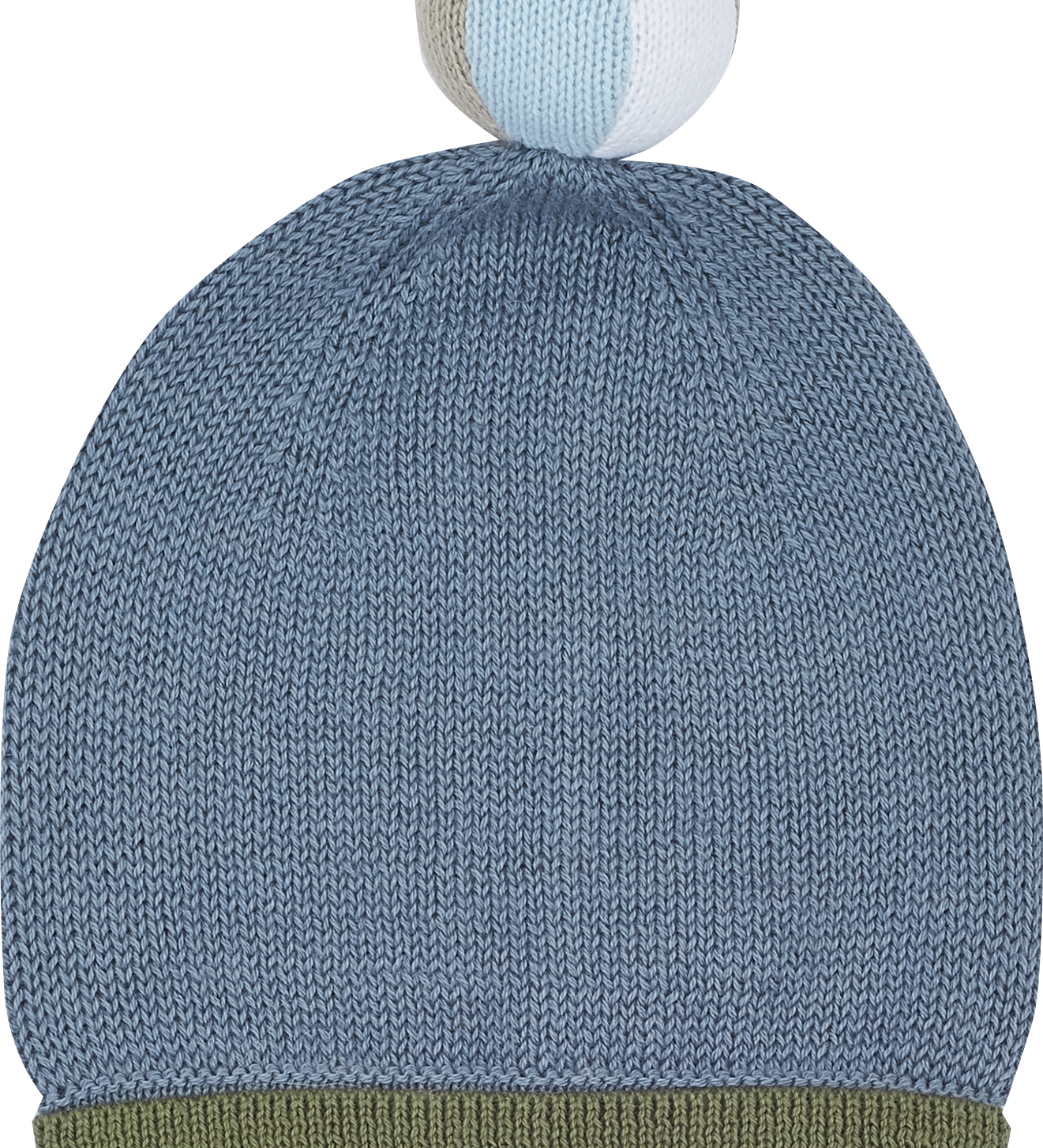 Baby Boy - Cotton Hat With Contrast Border And Stripe Ball