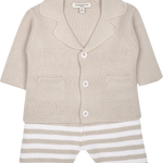 Baby Boy - Matthew Cotton V-neck Blazer And Striped Shorts With Elasticated Waist Set