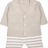 Baby Boy - Matthew Cotton V-neck Blazer And Striped Shorts With Elasticated Waist Set
