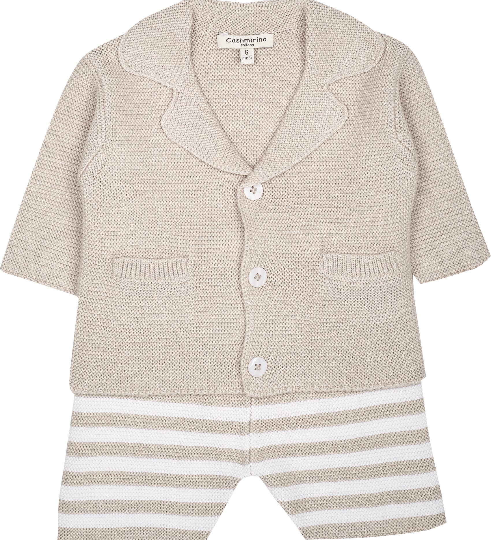 Baby Boy - Matthew Cotton V-neck Blazer And Striped Shorts With Elasticated Waist Set