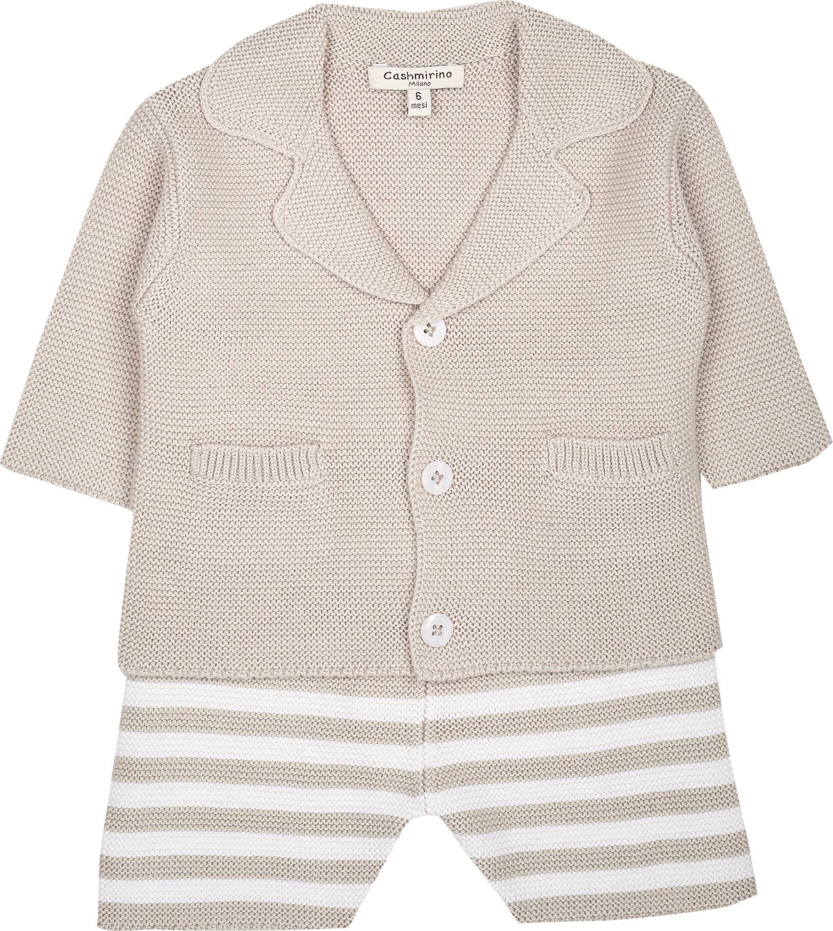 Baby Boy - Matthew Cotton V-neck Blazer And Striped Shorts With Elasticated Waist Set