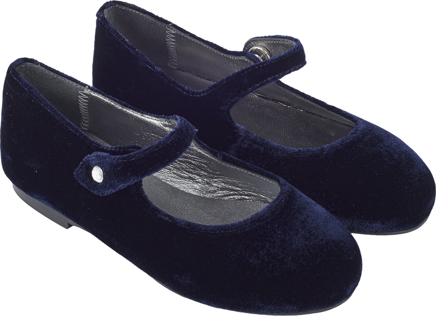 Girl Velvet Mary Jane Shoes With Strap Cashmirino
