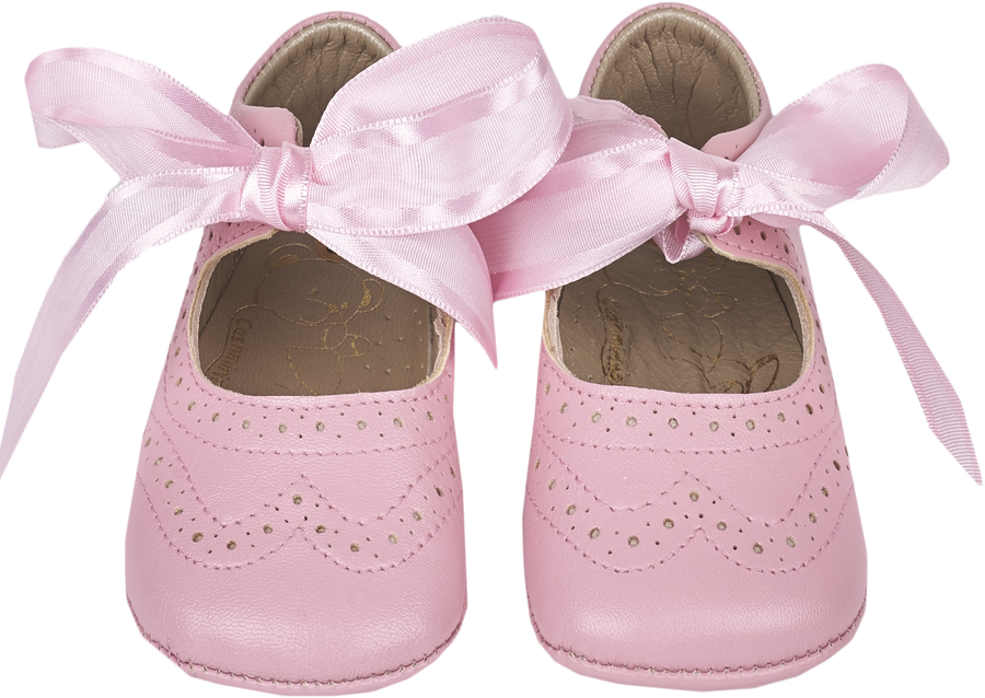 Baby Girl Holly Leather Crawling Shoes With Bow Cashmirino