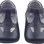 Baby Boy - 100% Leather T-Bar Crawling Shoes With Cut Out Inserts