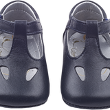 Baby Boy - 100% Leather T-Bar Crawling Shoes With Cut Out Inserts