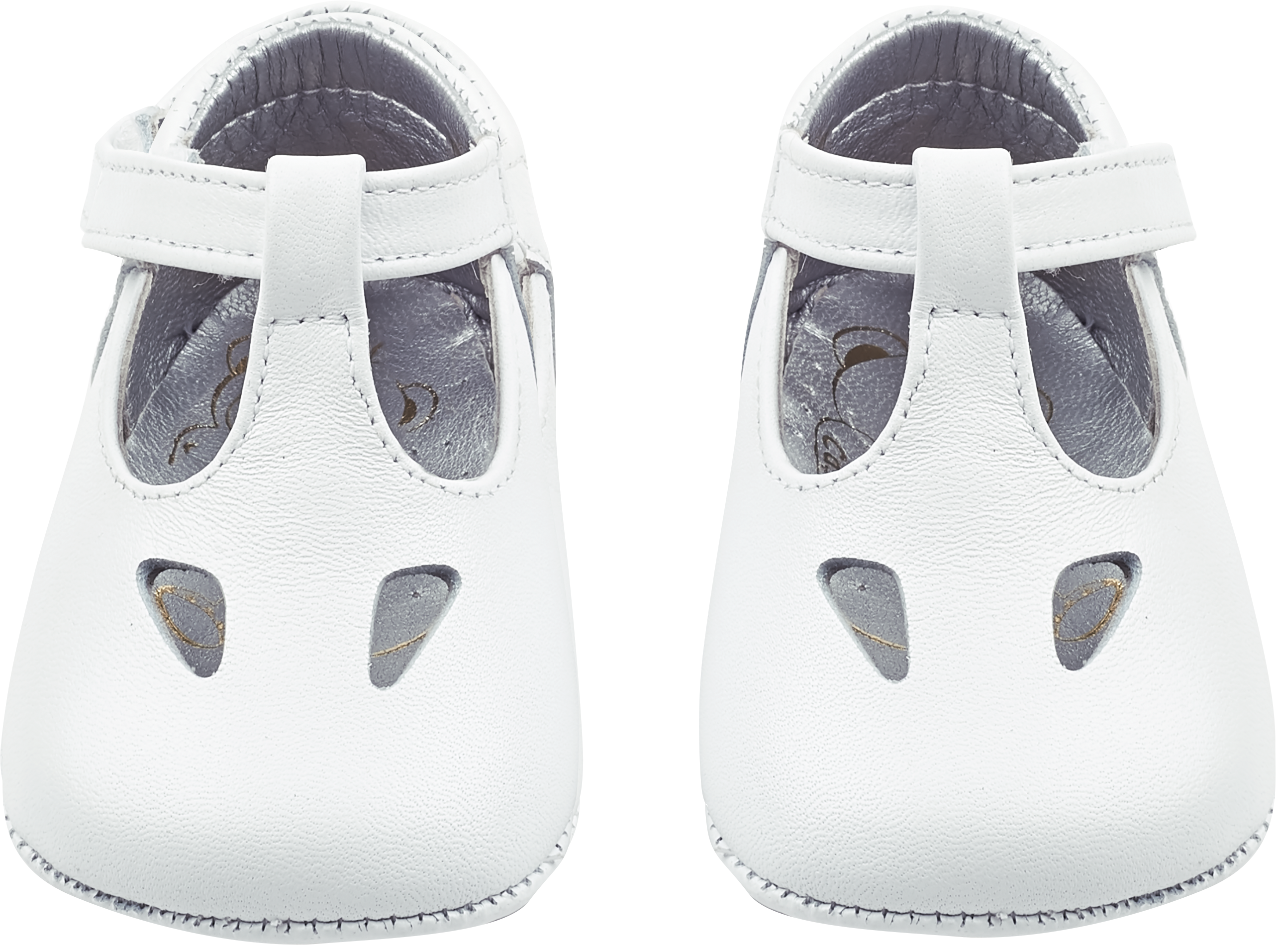 Baby Boy - 100% Leather T-Bar Crawling Shoes With Cut Out Inserts