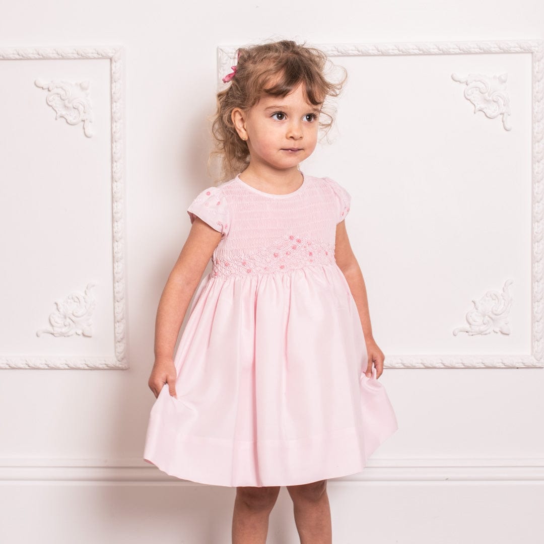 Girl - Beatrice Silk Hand Embroidered Smocked Dress