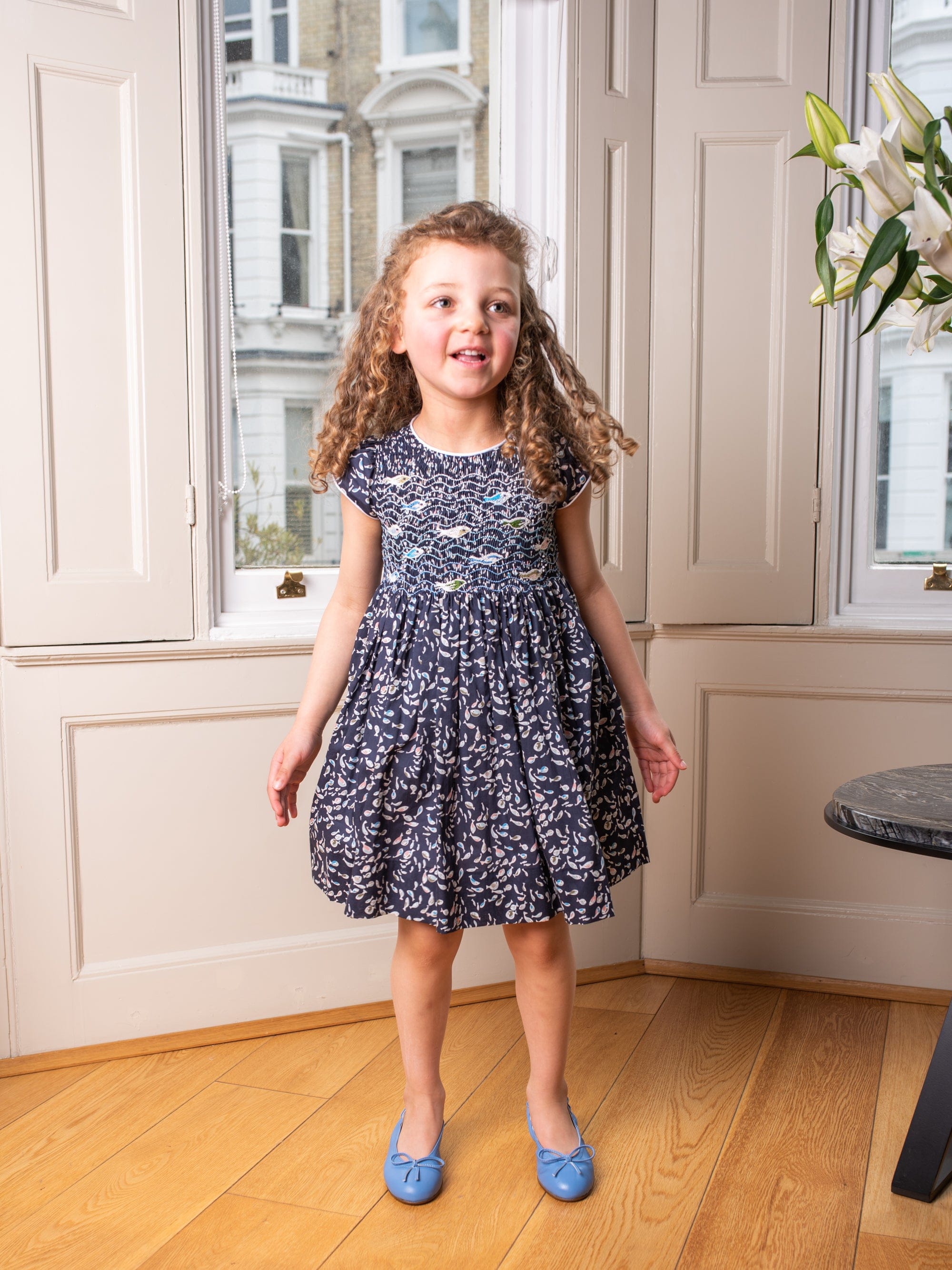 Girl - Federica 100% Cotton Hand Embroidered Smocked Dress