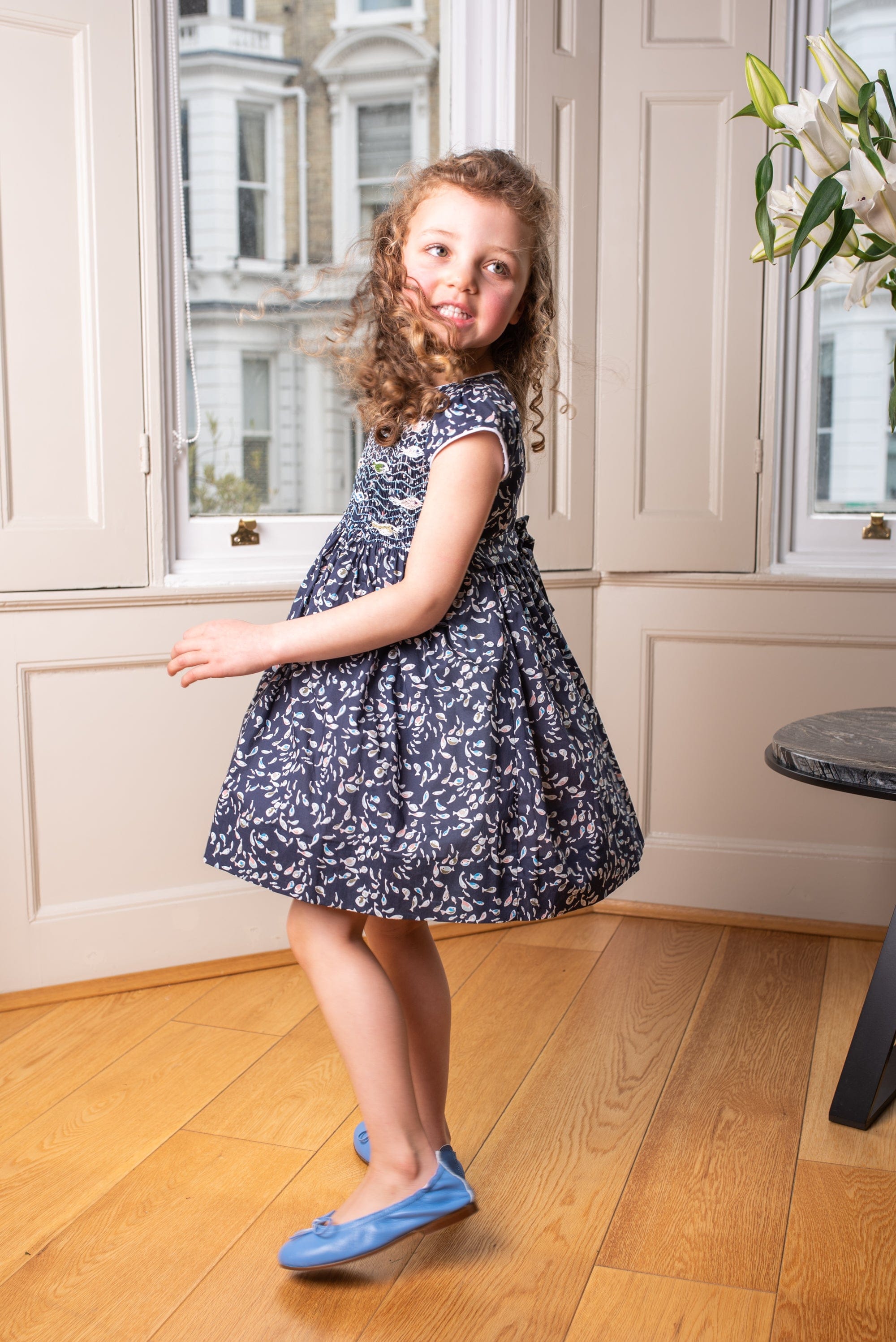 Girl - Federica 100% Cotton Hand Embroidered Smocked Dress