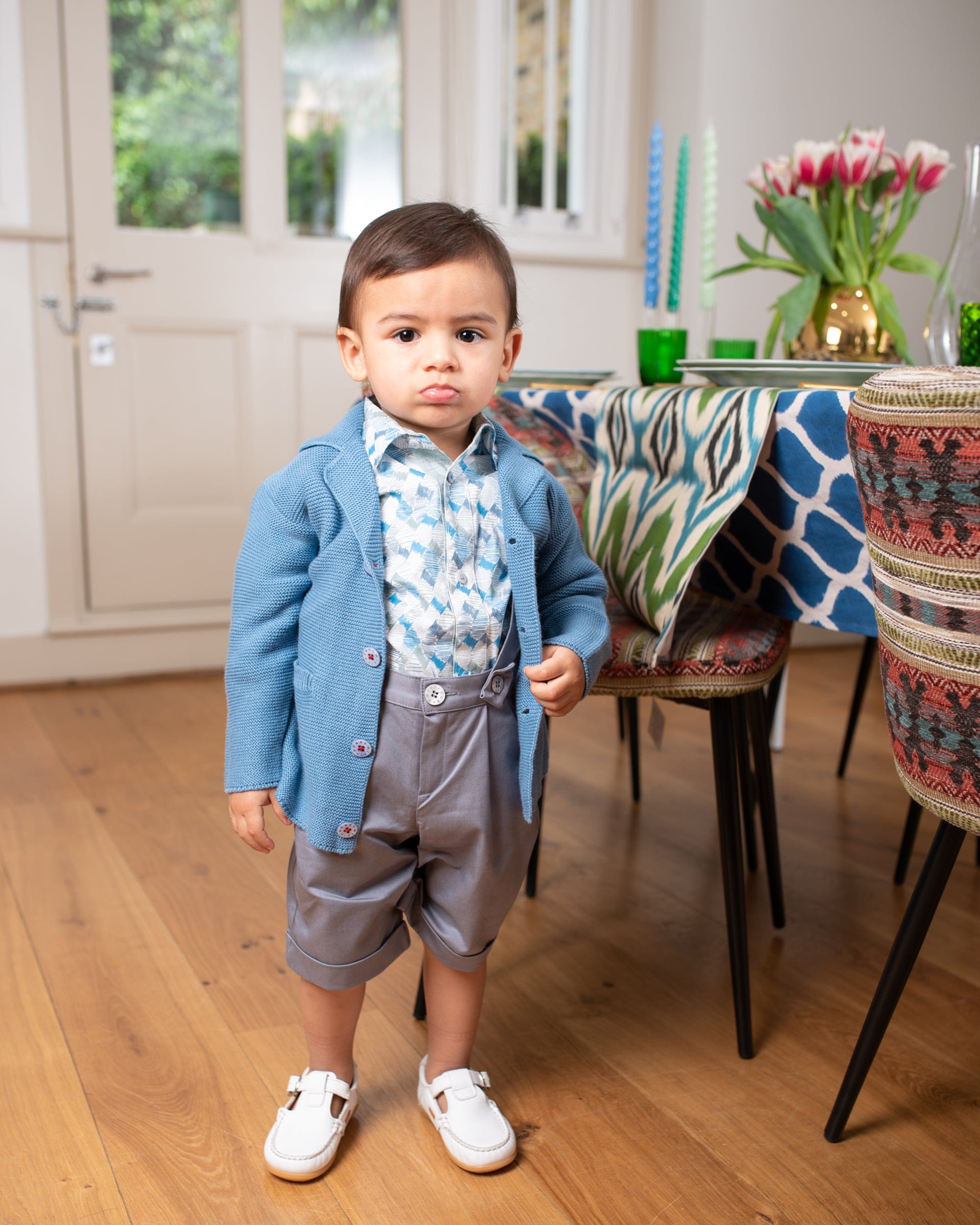 Baby Boy - Oliver 100% Cotton Classic Shirt with Geometrical Pattern