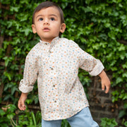 Baby Boy - Bruno 100% Cotton Grandad Shirt With Roll-Up Sleeves