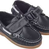 Boy - Leather Boat Shoes With Velcro Strap