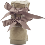 Girl - Suede Boots With Internal Fur And Ribbon Detail