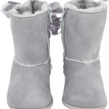 Girl - Suede Boots With Internal Fur And Ribbon Detail