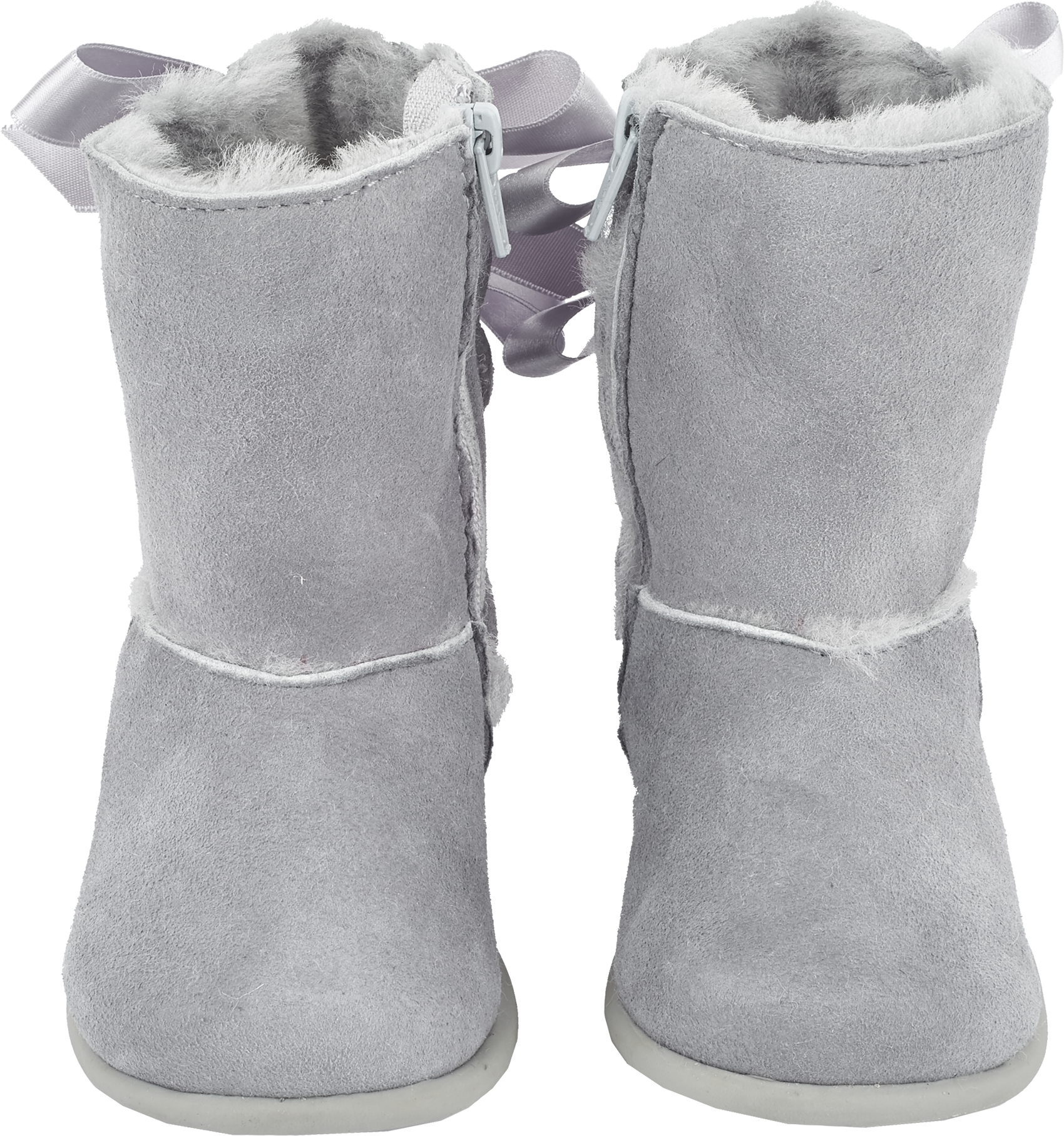 Girl - Suede Boots With Internal Fur And Ribbon Detail