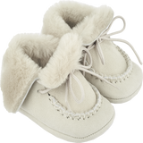 Baby Girl - Suede Crawling Ankle Boots With Foldable Fur And Laces