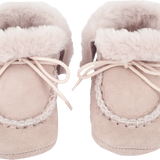 Baby Girl - Suede Crawling Ankle Boots With Foldable Fur And Laces
