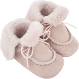 Baby Girl - Suede Crawling Ankle Boots With Foldable Fur And Laces