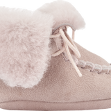 Baby Girl - Suede Crawling Ankle Boots With Foldable Fur And Laces